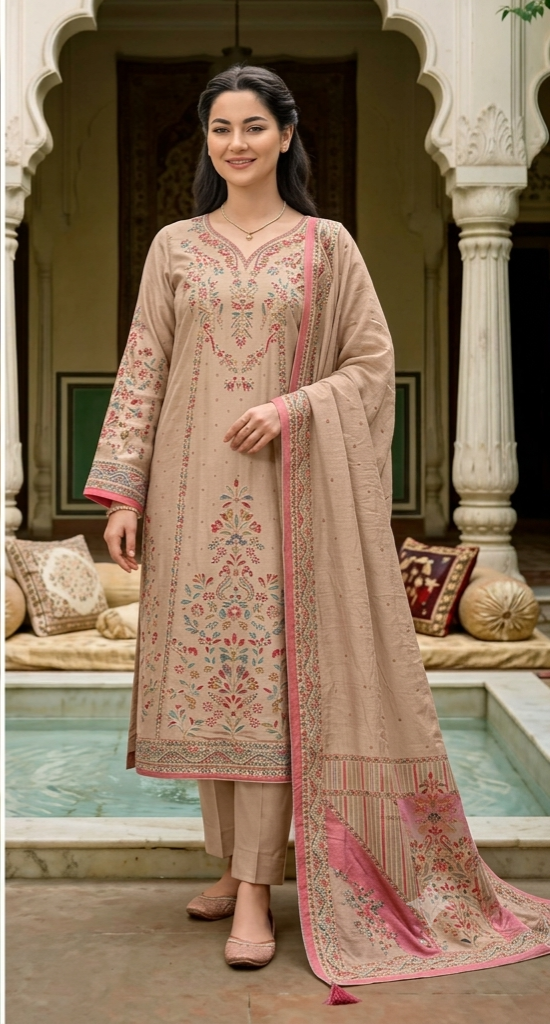 Premium Muslin Hand Work Suit Set – Plus Size 6XL & 7XL