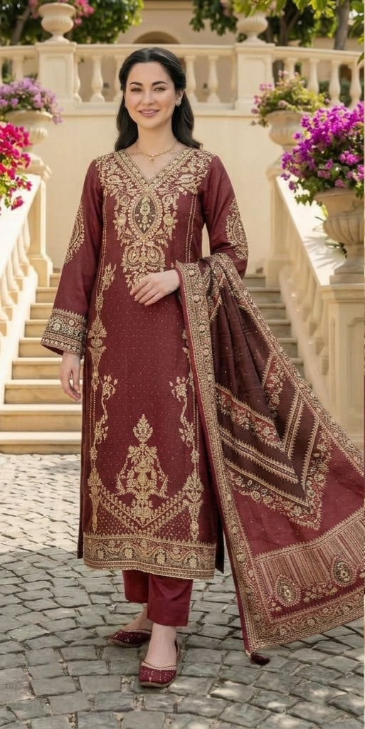 Premium Muslin Hand Work Suit Set – Plus Size 6XL & 7XL