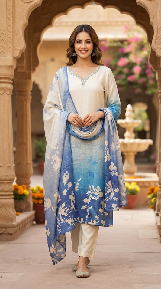 Premium Muslin Hand Work Suit Set for Women | Festive Wear
