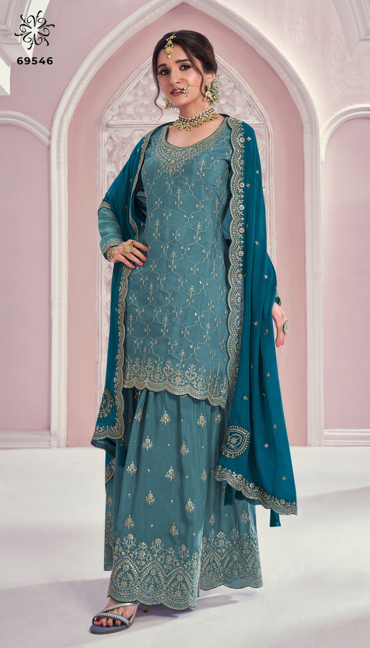Silk Suit paired with banarsi dupatta